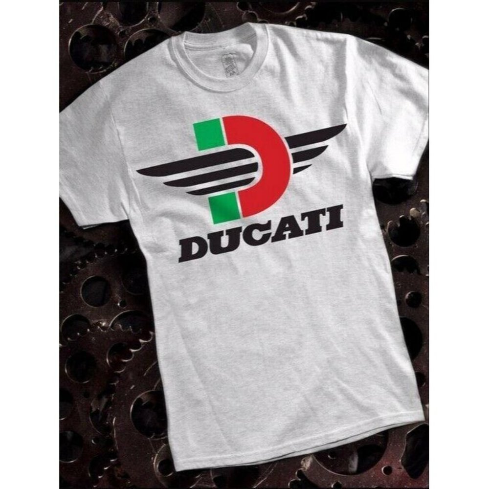 Ducati Logo Gray Short Sleeve T-Shirt Metro Racing - NEW Fast Ship